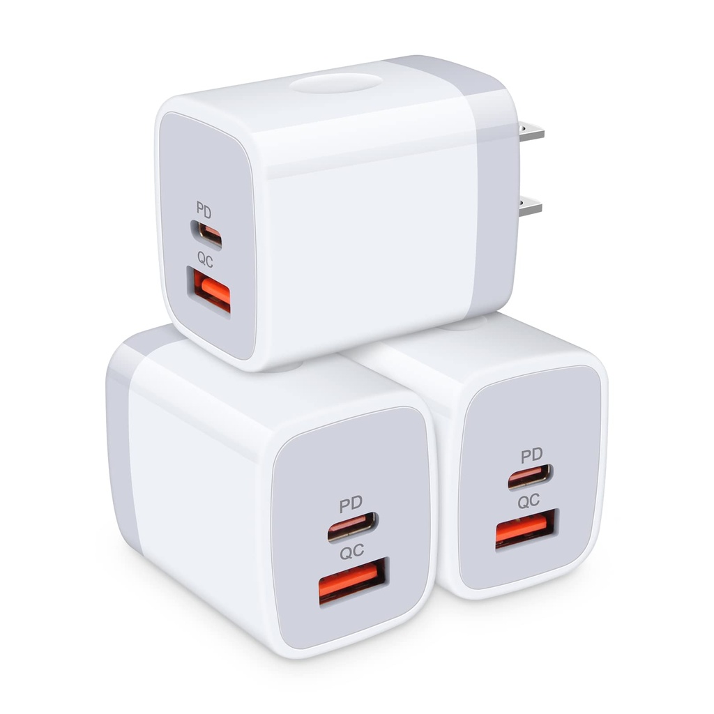 ADACTADOR SOLO  2 ENTRADAS TIPO C Y USB QC3.0 PD03 3A 36W