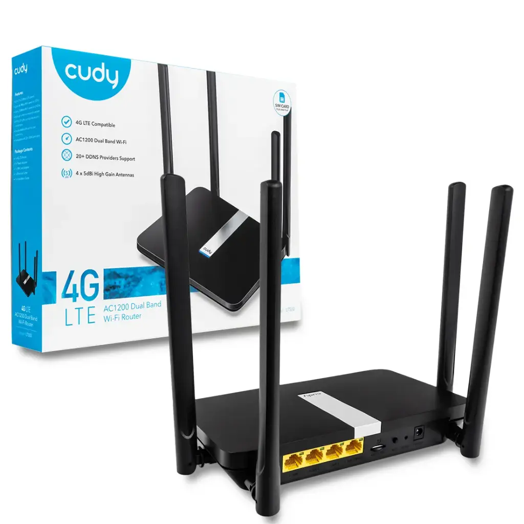 CUDY 4G LTE AC1200 WIFI ROUTER CHIP 4 ANTENA LT500