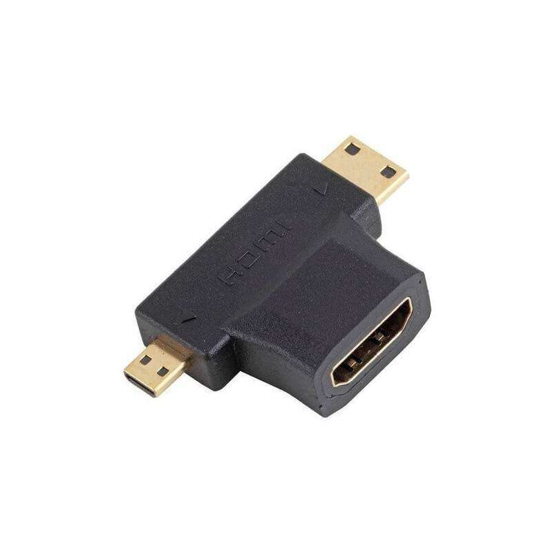 Adaptador Micro HDMI+Mini HDMI A HDMI Male