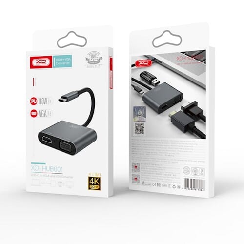 Usb-C To Hdmi And Vga Converter Xo-Hub001 4 En 1