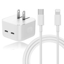 CARGADOR COMPLETOS CON CABLES  2 ENTRADAS TIPO C Y USB QC3.0 PD03 3A 36W IPHONE 