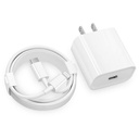 Cargador 20W Adaptador Tipo C y Cable Tipo C-Lightning